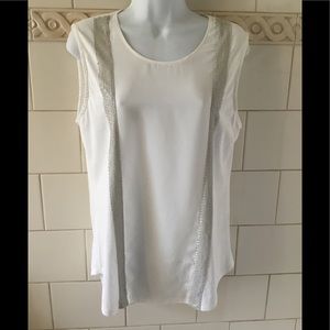 J. Crew Chainmail Stripe White Tank Top M